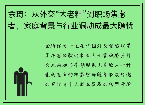余琦：从外交“大老粗”到职场焦虑者，家庭背景与行业调动成最大隐忧